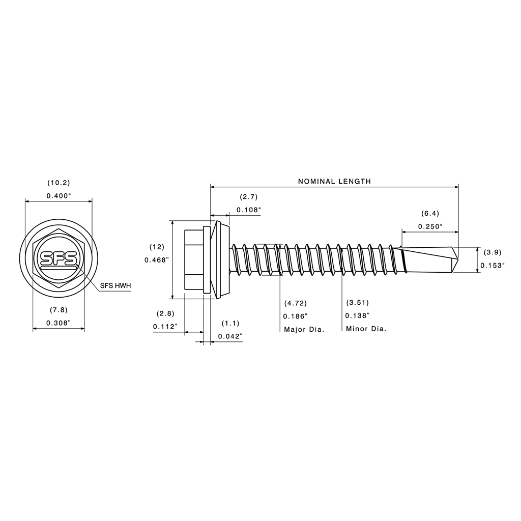 #10 Impax™ SD3 Utility Metal Self-Drill Screw, HWH | SDU-10