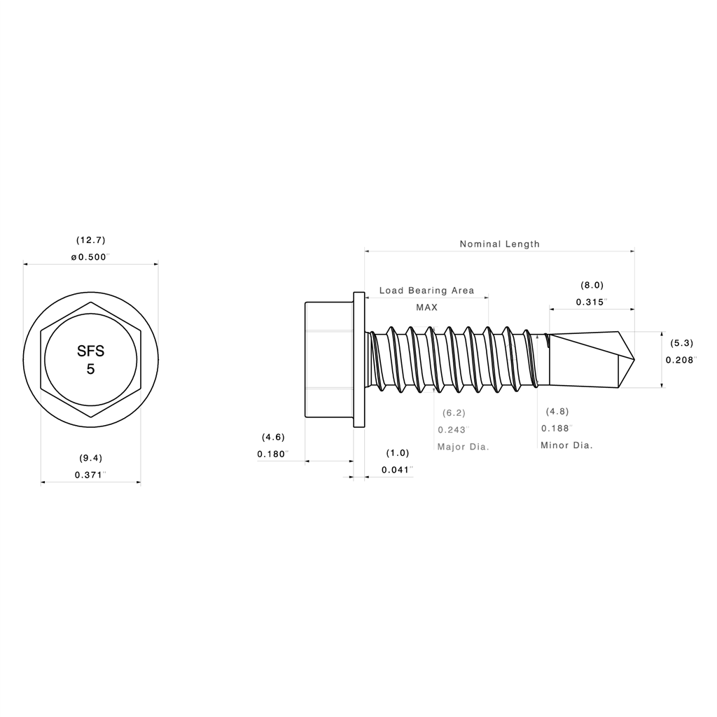 1/4" Flex5® SD3 Metal Self-Drill Screw, HWH, Grade 5 Carbon | FS3-14