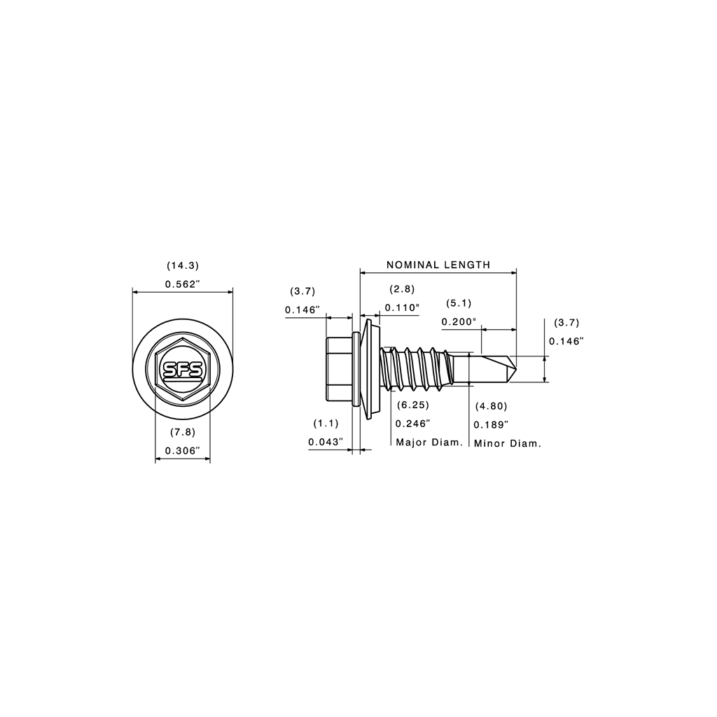1/4" Impax™ Panel Lap Self-Drill Screw, HWH | SDL-14