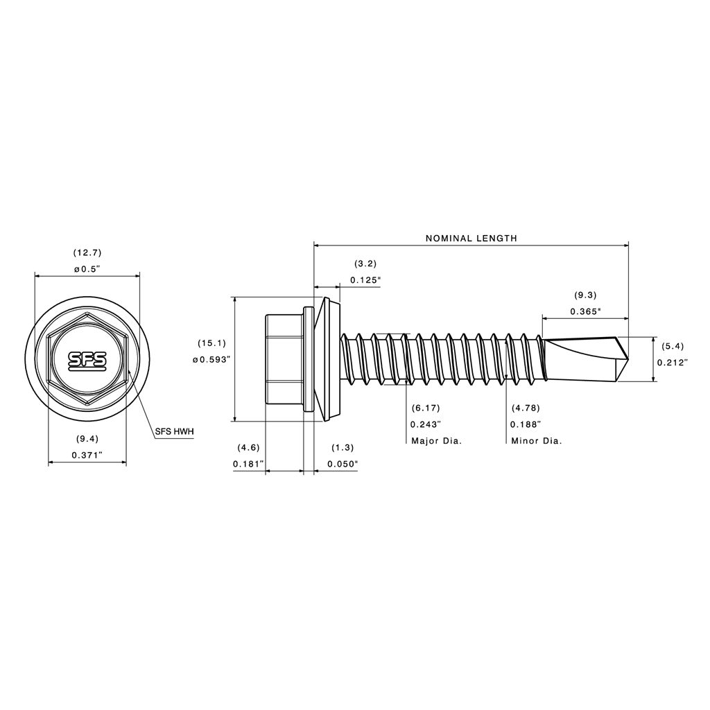 1/4" Impax™ SD3 Metal Self-Drill Screw, HWH (3/8") | SD3-14