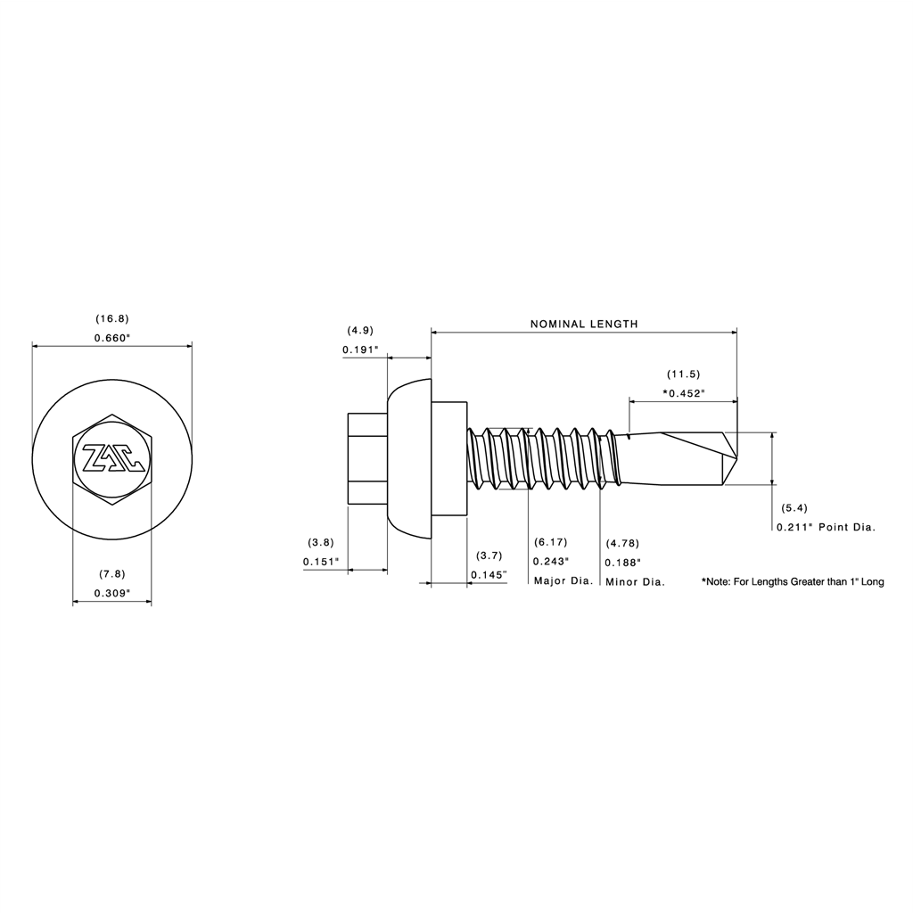 1/4" ZAC® SD3 Metal Self-Drill Screw, HWH (5/16") | ZSD3-14