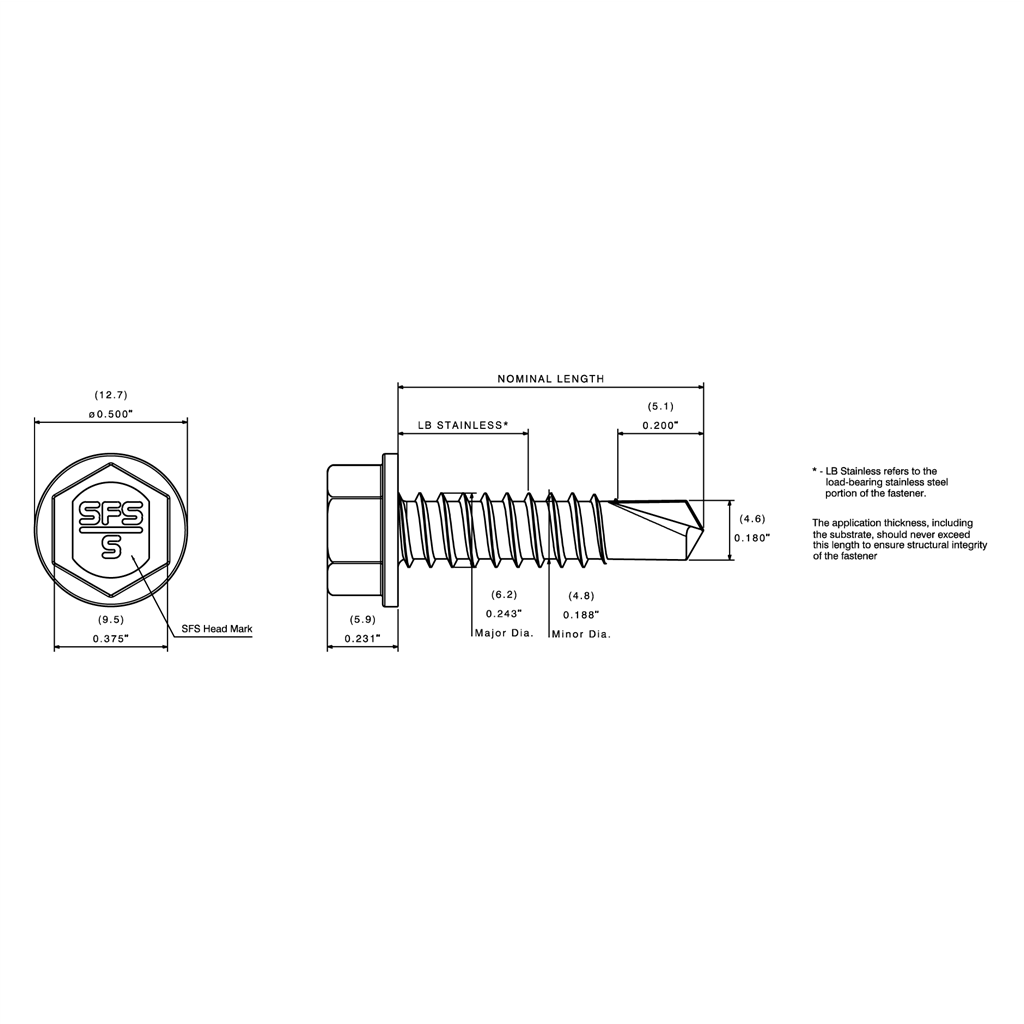 1/4" SD2 Bi-Met 300® Metal Self-Drill Screw, HWH, 304 Stainless | BMSD2-S3-14
