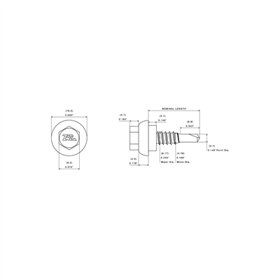 1/4" ZAC® Lap Panel Self-Drill Screw, HWH (3/8") | ZSDL-14-CHW3/8